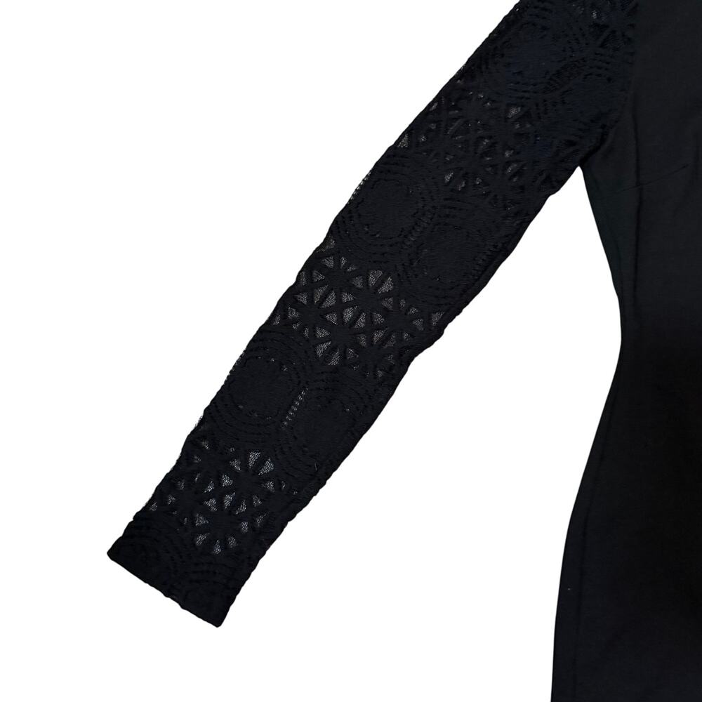Lulus black long slv body con dress see thru sleeves sexy dressy cocktail sz M - Picture 7 of 8